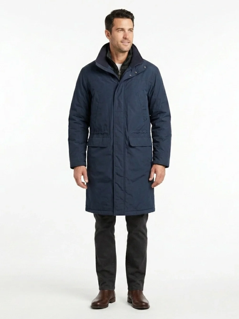 L.L. Bean Men’s Thinsulate Long Parka Jacket Large Wool Blend Lined Trench Coat - Picture 1 of 12